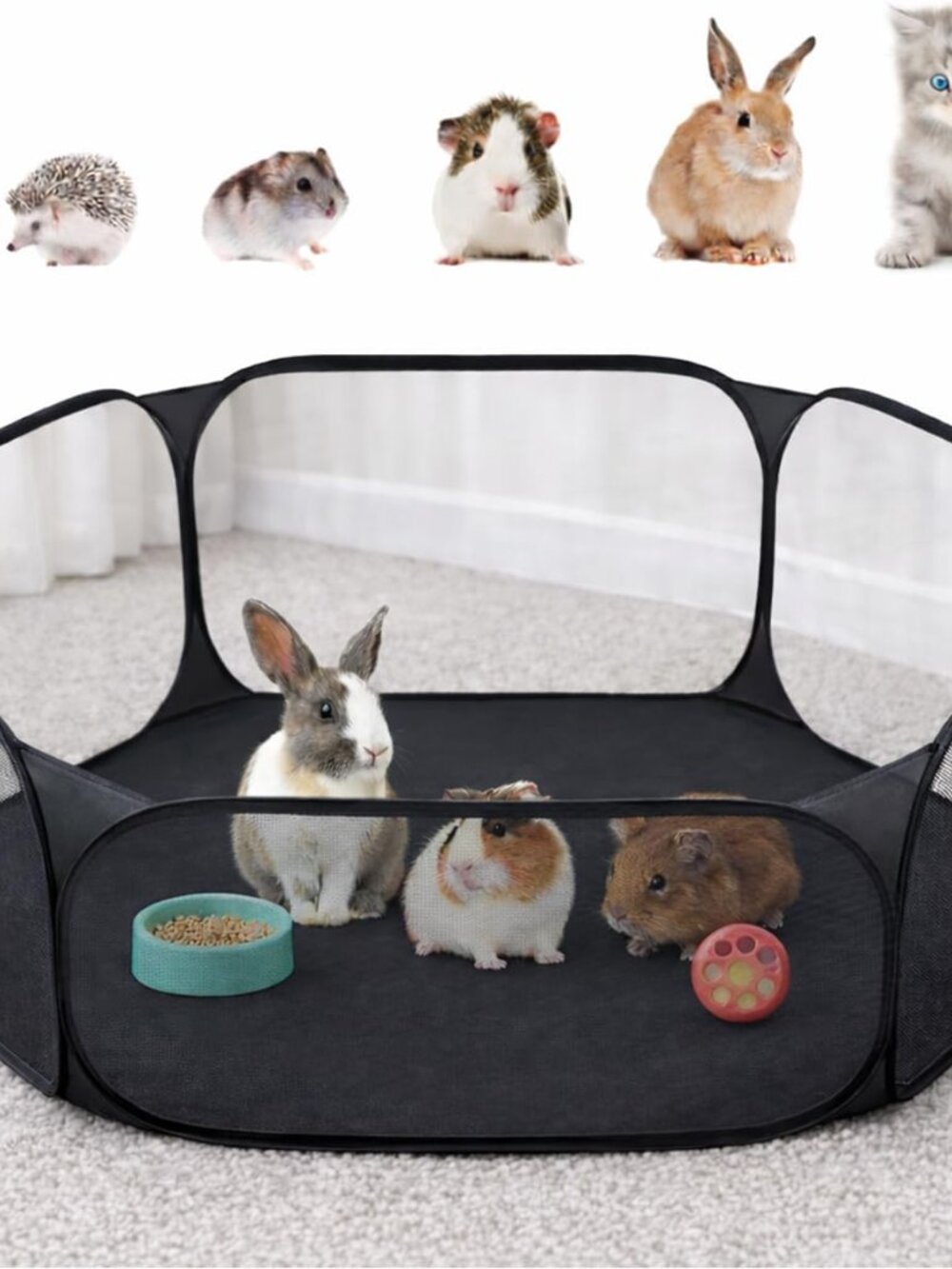 Small Animal Playpen, Pop-Up Portable Play Yard for Guinea Pigs, Rabbits, Hamste